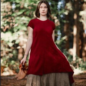 Cotton Flower’s High Low Tee Dress in Red Rose